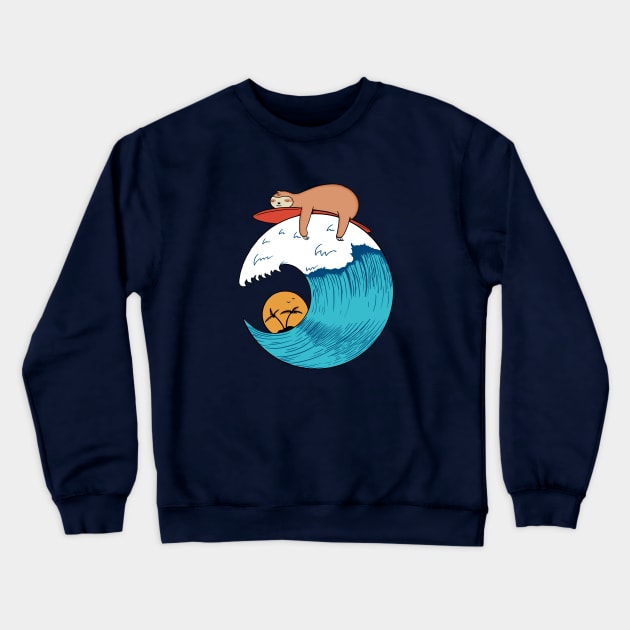 Sloth Wave Crewneck Sweatshirt by coffeeman